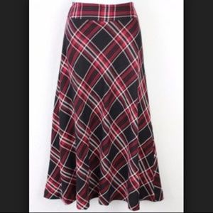 Easy 5th Long Black Red White Plaid Skirt I Size 6